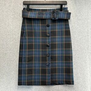 Maeve Anthropologie Size 2 Plaid Belted Bernadette Pencil Skirt Preppy Academic